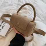 Christmas Gift с доставкой Small Vintage Faux suede Underarm Baguette Shoulder Crossbody Bags For Women 2021 Winter Simple Handbags and Purses