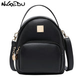 NIGEDU mini Women's shoulder bag 2021 new Ladies Handbags PU LeatherCandy Colors Popular Shape Girls Crossbody Bag Daypack black