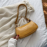 Christmas Gift с доставкой Fashion Crocodile Pattern Baguette bags PU Leather Shoulder Bags For Women 2020 Chain Design Luxury Hand Bag