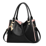 Yogodlns Large Capasity Leather Bag for Women Simple temperament handbag tassel Crossbody Bags Shoulder Bags Cartoon hanging