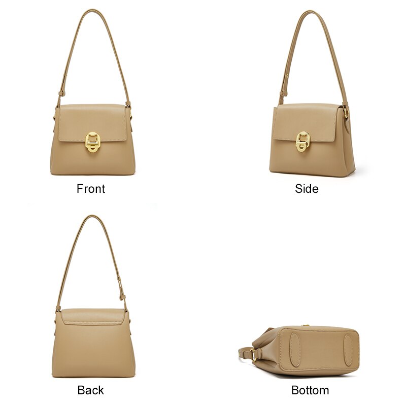 FOXER Soft Leather Casual Messenger Bag Ladies Luxury High-Quality Large-Capacity Handbag Women Fashion Underarm Shoulder Bag