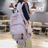 Waterproof Nylon Women Backpacks With Round Pocket Female Solid Color Back Pack Travel Bag Teenage Girls Schoolbag Backpack