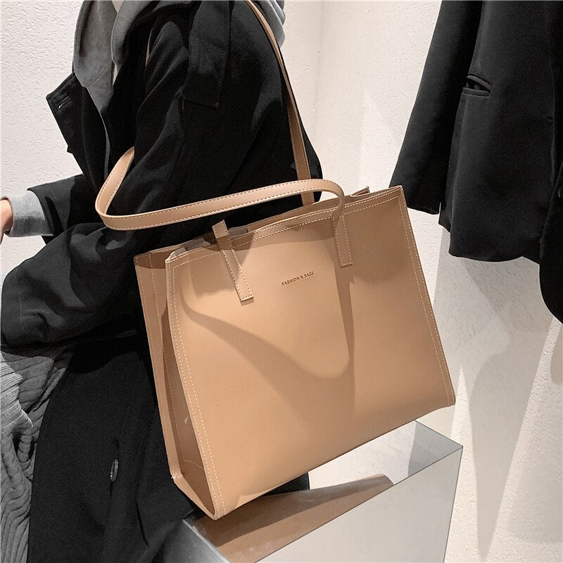 Christmas Gift Burminsa Vintage Simple Big Tote Shoulder Bags For Women Brand Designer Large Capacity Shopper Travel Work Ladies Handbags 2021