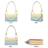 FOXER 2021 Fashion Ladies Underarm Shoulder Bag Niche Design Pearl Chain Handbag Leather Contrast Color Small Square Bag Women
