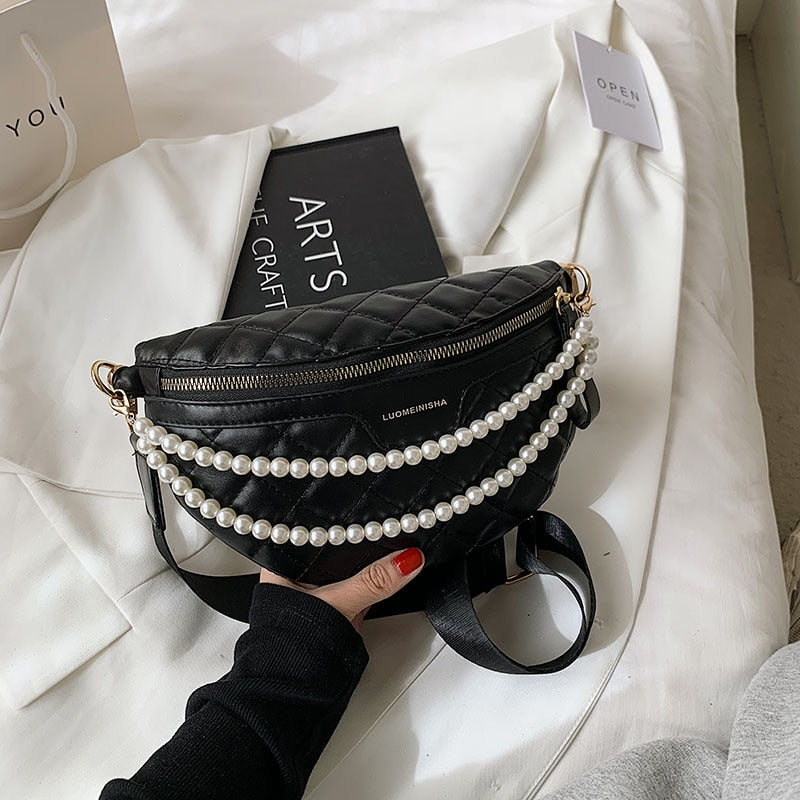 с доставкой Solid Color Chain Small Fanny Packs For Women 2021 summer Fashion Waist Packs Female Phone Purses Ladies Chest Bags