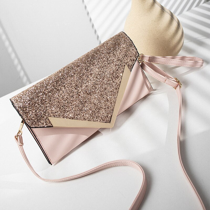 Fashion Sequin Women Clutches Luxury Party ladies Dinner bag PU leather Shoulder bag for female Crossbody bag clutch purse gold