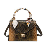 Vvsha Handle Bag female Retro PU Leather Luxury Shoulder bag new 2022 fashion Snake print silk scarf Crossbody Clutch 18A5392