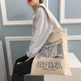 Christmas Gift Women Canvas Shoulder Bag Shakespeare Print Ladies Shopping Bags Cotton Cloth Fabric Grocery Handbags Tote Books Bag For Girls