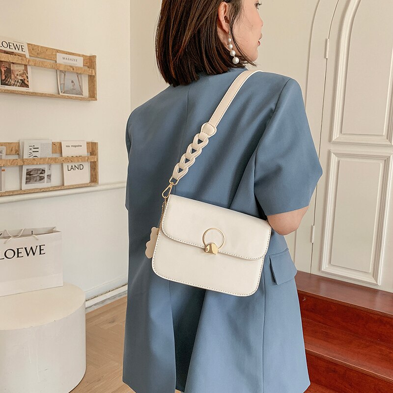 Christmas Gift Simple Square Shoulder Bags for Women 2021 New Luxury Pu Leather Crossbody Bags Ladies Solid Color Messenger Bag White Handbags