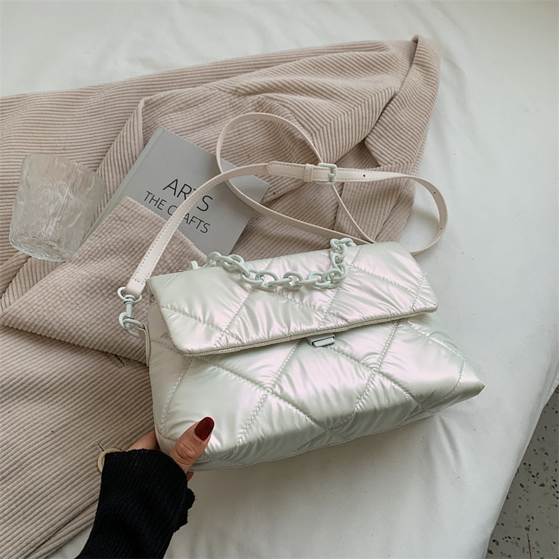 Christmas Gift Luxury Designer Small Nylon Shoulder Crossbody Bags for Women 2021 hit Women's Winter Branded Trending Chain Handbags and Purses