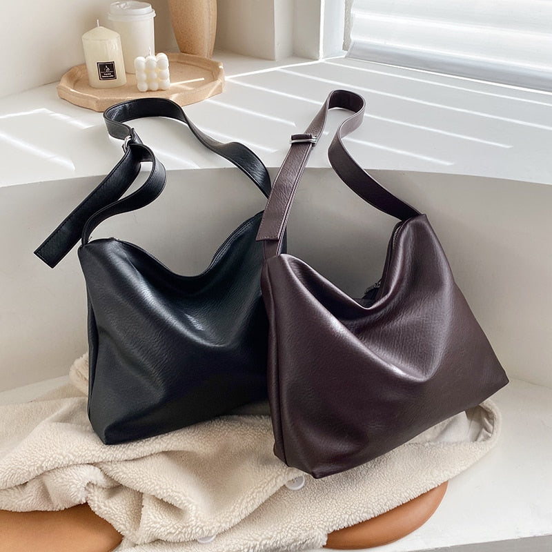 Back to College 2020 new women's bag solid color PU shoulder messenger bag fashion casual women bag shopping bag ladies bag big bag
