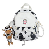 Christmas Gift Women's mini small cow pattern backpack Fashion contrast nylon outing backpack Cute girls' casual student schoolbag 2021 Neww