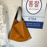 Korean style Women Shoulder bags Large capacity Wide Strap female handbag Casual panelled big totes PU leather ladies Hand Bag