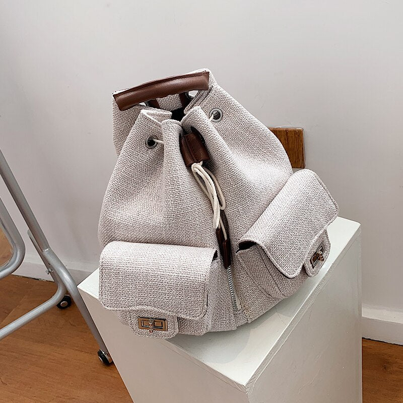 Christmas Gift DORANMI Canvas Schoolbag Women's Backpacks 2021 Luxury Brand Designed Back Book Bag Female Rucksacks String Closure Mochila G995