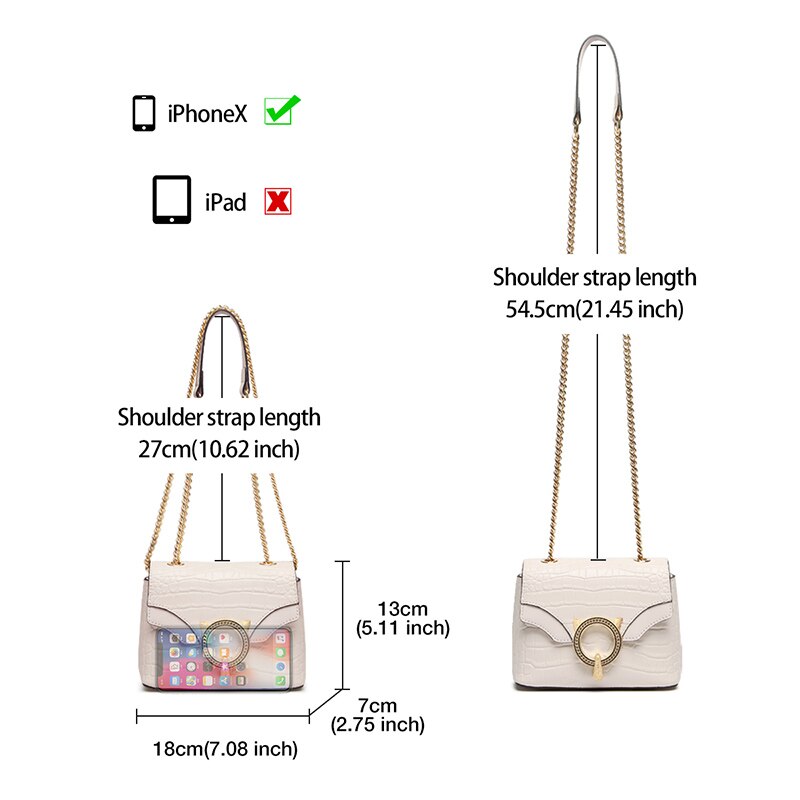 FOXER Women 's Mini Square Flap Bag Fashion Alligator Messenger Bag for Female Split Leather Small Cross-body Shoulder Bag