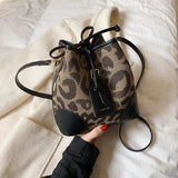Christmas Gift Brand Designer Luxury Crossbody Women 2021 New Broadband Texture Leopard Fashion Bucket Bag Leather Shoulder Bag Wallets Pouch