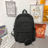 Waterproof Nylon Women Backpacks With Round Pocket Female Solid Color Back Pack Travel Bag Teenage Girls Schoolbag Backpack