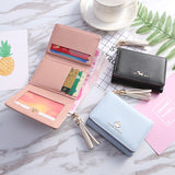 Vvsha Fashion Cute Women Wallet Leather Card Holder Mini Short Tassel Small  Wallets Coin Purse Female Ladies Card Case Id Holders