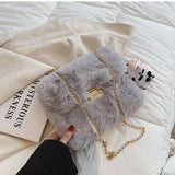 с доставкой Small Soft Faux Fur Shoulder Bags for Women 2021 Winter Simple Solid Color Lock Fashion Luxury Handbags and Purses