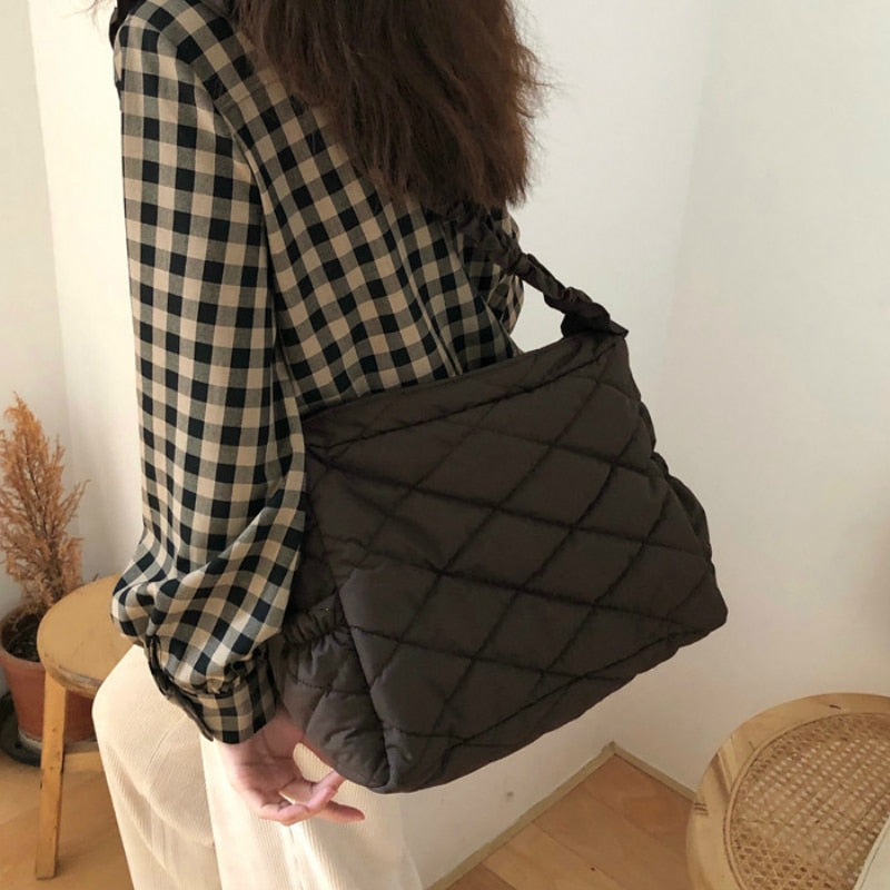 Black Quilted Retro Large-Capacity Bag Handbags Women's Bag 2021 New Style Fashion All-Match Simple Shoulder Bag Tote Bag