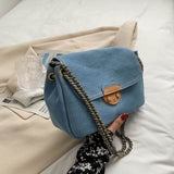 с доставкой Cool Denim Crossbody Bags for Women 2021 Summer Fashion Luxury Branded Trendy Solid Color Chain Shoulder Handbag