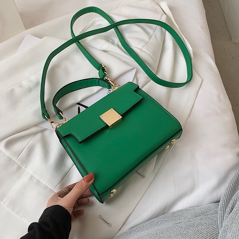 Green Small Flip Tote bag 2021 Summer New High-quality PU Leather Women's Designer Handbag Casual Shoulder Messenger Bag