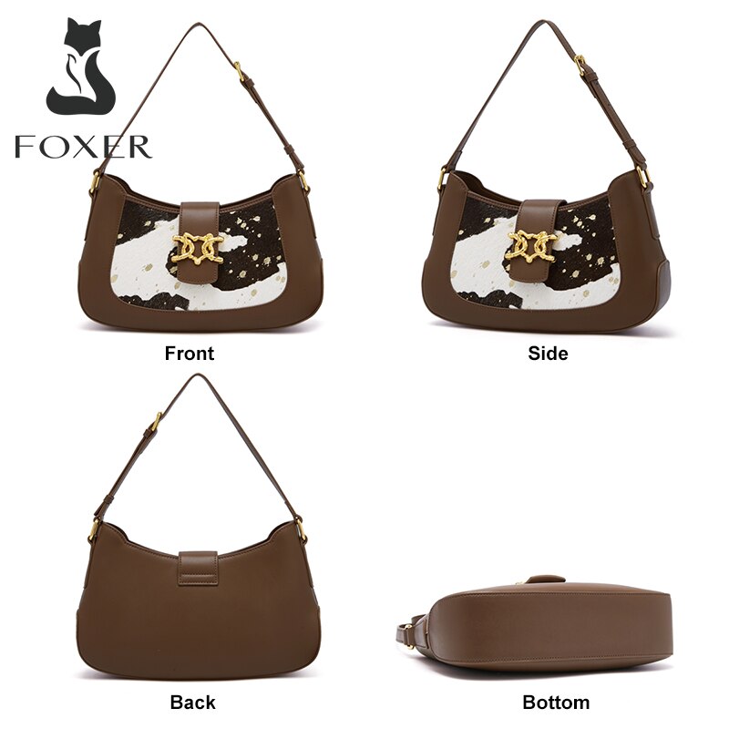 FOXER Lady New Niche Retro Armpit Shoulder Bag Fashion And Versatile Split Leather Messenger Bag High Quality Woman Hobos Bag