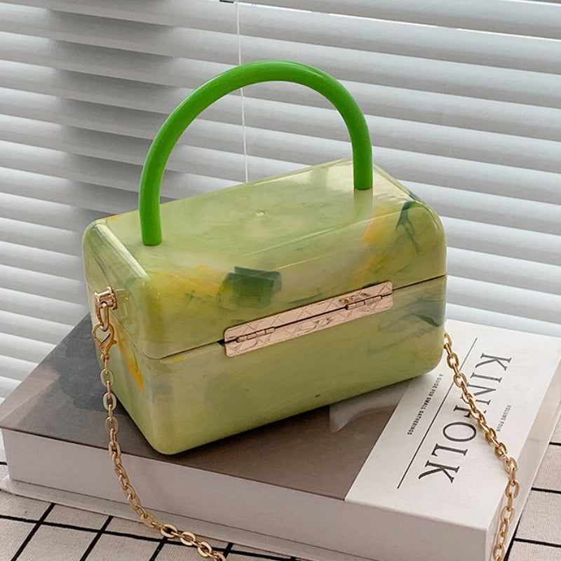 Woven Mini Tote BOX Bag 2021 Summer New High-quality Acrylic Women's Designer Handbag Luxury Brand Shoulder Messenger Bag