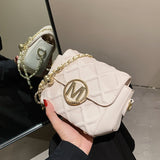 Luxury Brand 2021 Fashion New female M letter Quality PU Leather Women's Designer Handbag Lozenge chain Shoulder Messenger bag