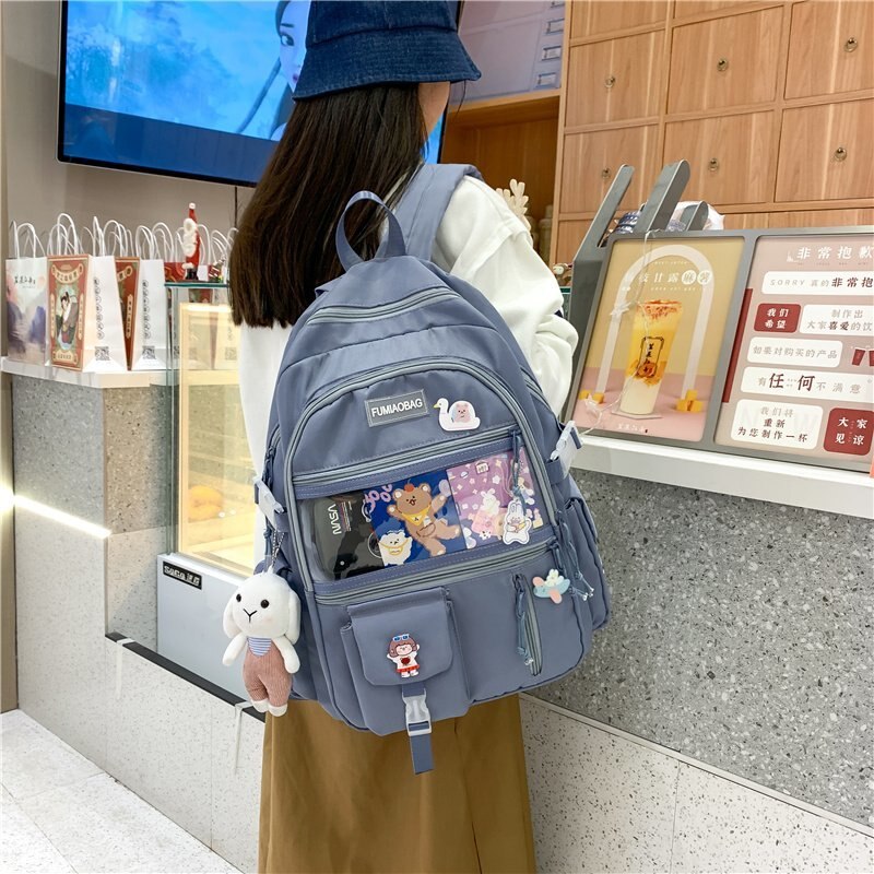 High Quality Large Capacity Waterproof  Women Backpack Clear Multi-pocket Travel Rucksack Student School Bags for Teenage Girls