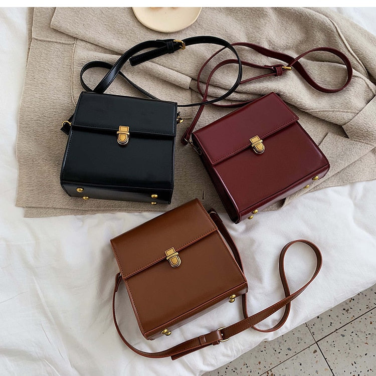 Vvsha Retro Style PU Leather Crossbody Bags For Women Shoulder Messenger Bag Lock Luxury Handbags And Purses Female Travel Bag Totes