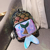 Christmas Gift New Variable Color Sequins Mermaid Tail Backpack Fashion Glitter School Book Bag Girls Cute Hologram Laser Shining Travel Bag