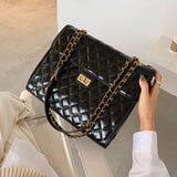 Christmas Gift FANTASY Hot Sale Patent Leather Classic Shoulder Crossbody Bags For Women High Capacity Big Grid Handbag Female Best Quality INS