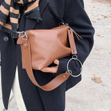 Vintage PU Leather Shoulder Bag for Women 2021 Brand Wide Belt Designer ladies Handbags chain Women Trend hobos messenger Bag