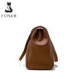 FOXER 2021 Summer Retro Ladies Handbags Fashion All-Match Large-Capacity Shoulder Bag Classic Soft Leather Office Commuter Bag