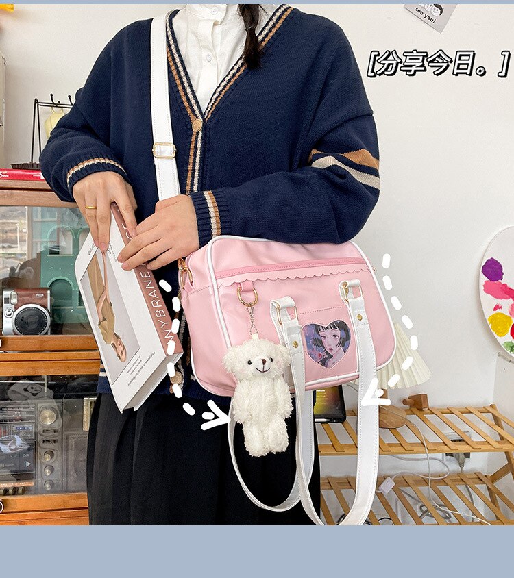 Christmas Gift Japanese JK Ladies Shoulder Bag Student Uniform Two-dimensional Girls Messenger Bag College Style Cute PU Handbag for Girls
