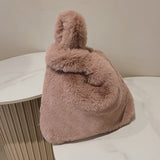 Faux Fur Tote bag 2021 Winter New High-quality Soft Plush Women's Designer Handbag Solid color Large Handbag Purses