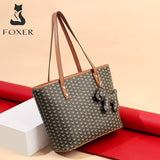 FOXER Fashion Logo Handbag for Women PVC Leather Large Capacity Ladies Commute Big Tote Female Monogram Shoulder Bag Brand Purse