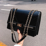 Fashion Braided chain women Shoulder Bag Luxury Flap crossbody bags for Female Messenger bag big PU leather handbag black bolsas