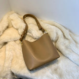 Christmas Gift Retro Simple Solid Color PU Leather Crossbody Bag For Women 2021 Shoulder Brand Designer Ladies Luxury Casual Bucket Bag Handbag