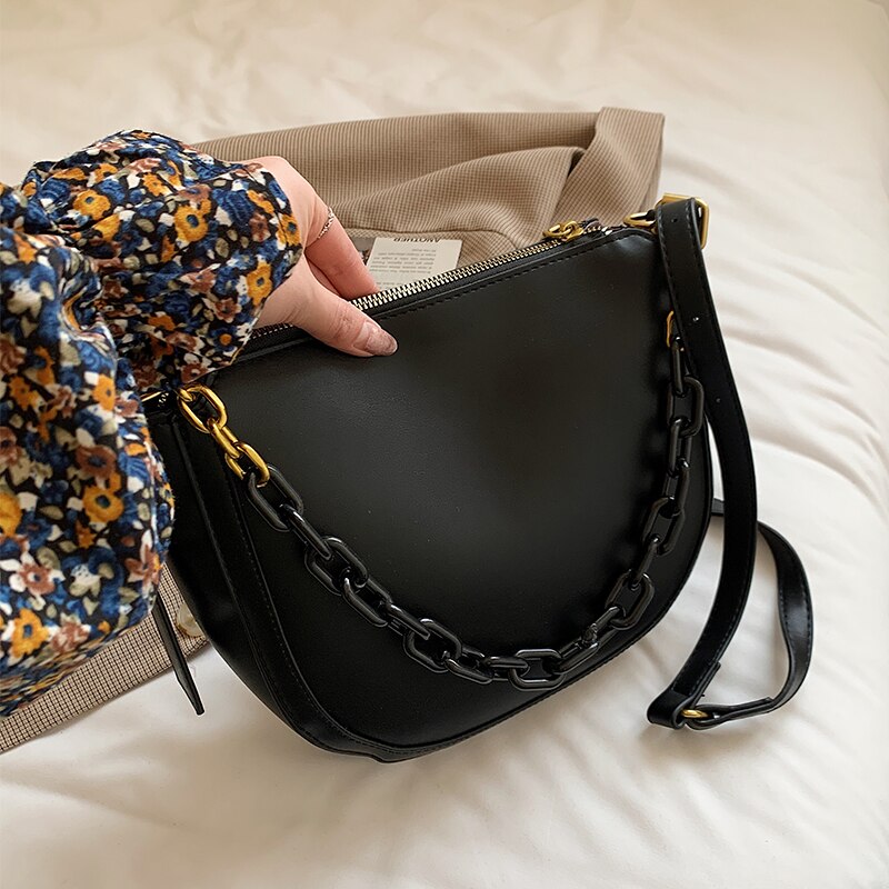 Back to College Luxury Brand 2021 Fashion New female Tote bag Quality PU Leather Women's Designer Handbag Chain Shoulder Messenger Saddle bag