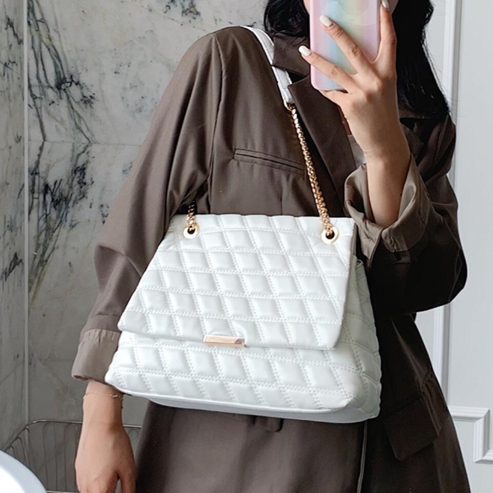 Lattice Large Tote bag 2020 New High-quality PU Leather Women's Designer Handbag High capacity Chain Shoulder Messenger Bag