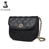 FOXER Women' Cow Leather Soft Shoulder Flip Bags Brand Designer Classical Ladies Lattice Bag Casual Fashion Small Crossbody Bags