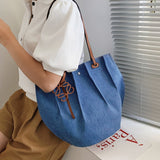 Fashion Tassels Women handbag large capacity Fold Denim Female Shoulder Bag New Design Casual big Totes blue ladies hand bags