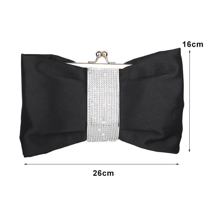 Luxy Moon Black Clutch Bag Women Bow Handbag Luxury Crystal Diamond Clutch Purse Party Wedding Bag Elegant Shoulder Bag ZD1469