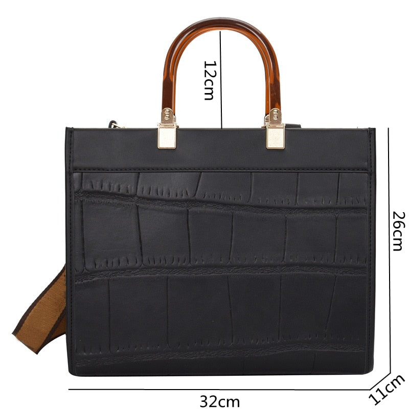 Vvsha Retro Stone Pattern Large Briefcase For Business Women 2023 Famous Brand Top-Handle Bag Luxury Designer Exquisite Tote Bag Femme