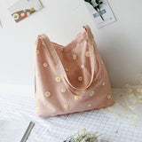 Mini Shoulder Bags for Women's Female Shopper Bag Niche Designers Handbag Cute Embroidery Bag with Daisies Small Canvas Tote Bag 924