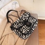 Christmas Gift с доставкой Zebra Pattern Small PU Leather Crossbody Bags for Women 2021 Winter Chain Shoulder Handbags Female Travel Purses