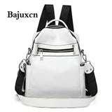 Back to College Brand soft PU leather large capacity ladies backpack new youth girl schoolbag designer ladies multifunctional travel bag white