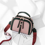 Hot Small Contrast Color Top-Handle Bag Women Crossbody Bags Phone Purse Fashion Single Shoulder Zipper PU Leather Bags